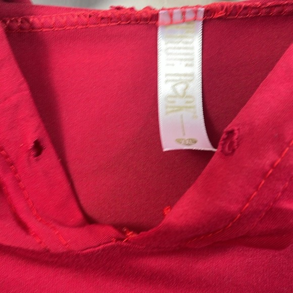 Red Short Sleeve Hoodie Shirt Activewear Athleisure - Picture 4 of 10